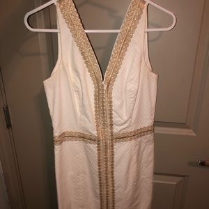 Lily Pulitzer White Sun Dress with Gold Accents